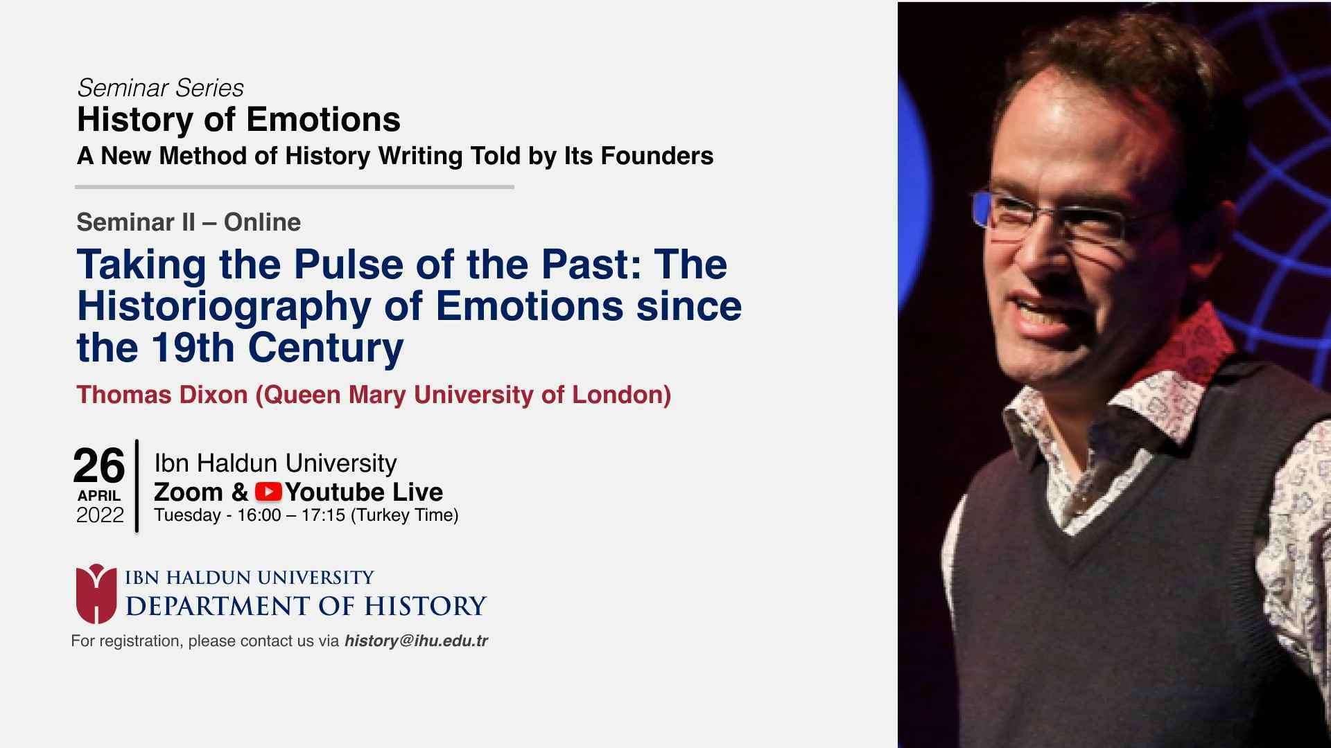 'History of Emotions' Seminar Series - (2) Taking the Pulse of the Past: The Historiography of Emotions since the 19th Century